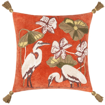 Alekxander Kushiro Floral Orange Square Throw Cushion