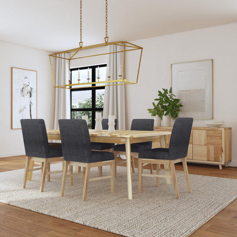 Derique 6-Person Scandi Solid Hickory Dining Set