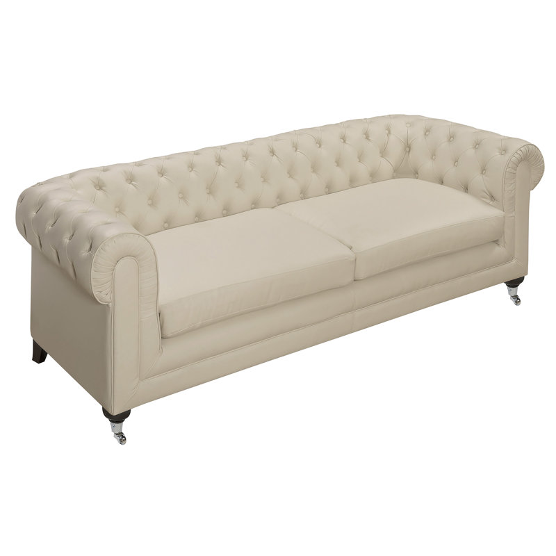 Amery 91'' Faux Leather Sofa, Ivory Faux Leather