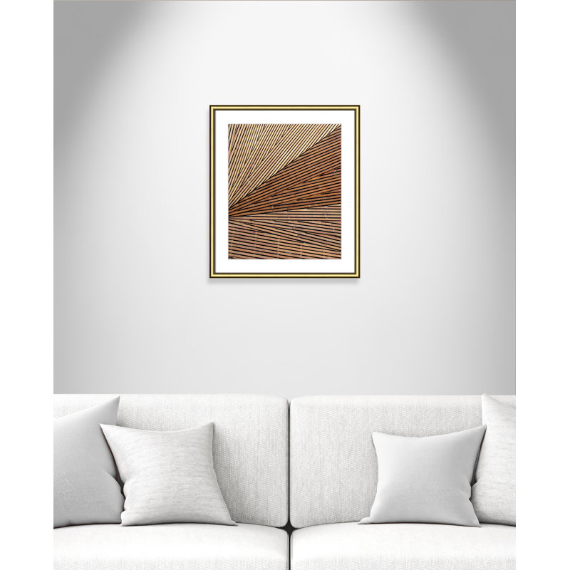 Panneau géométrique en bois Fayette 1 - reproduction de cadre photo, Doré, H 20,25 po x l 17,25 po x P 0,88 po