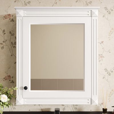 Armoire de rangement de salle de bain murale 24 po x 27 po avec miroir, armoire à pharmacie avec tablette réglable en hauteur, armoire de rangement au-dessus de la toilette