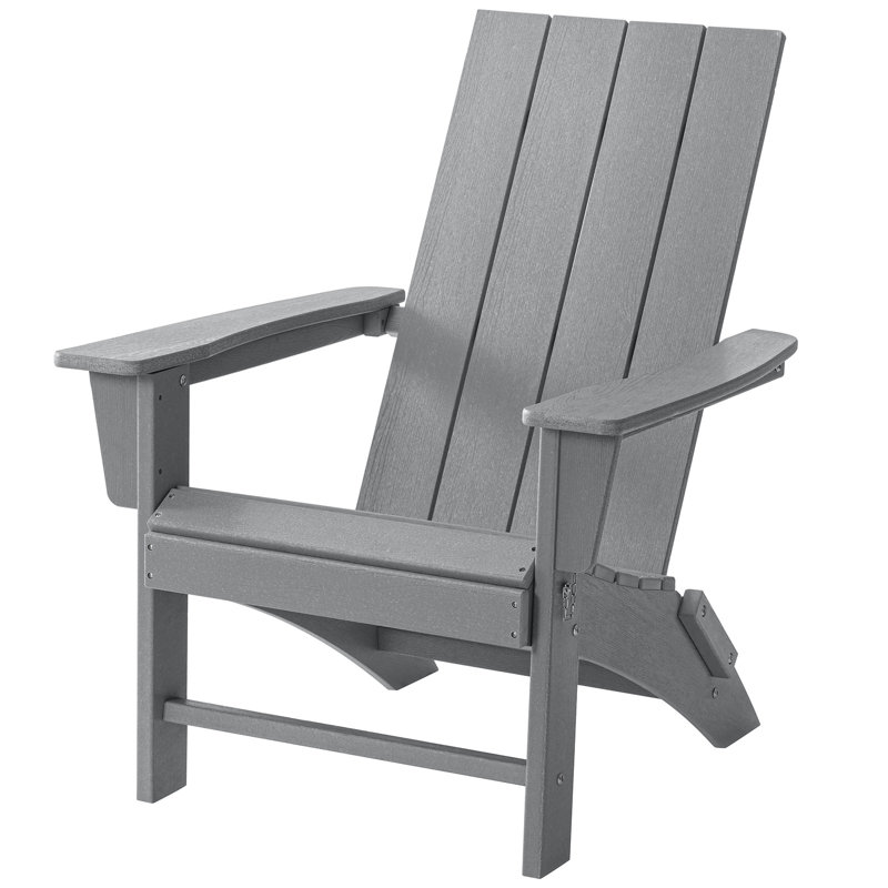 Heimo Weather-Resistant Foldable Adirondack Chair, Gray