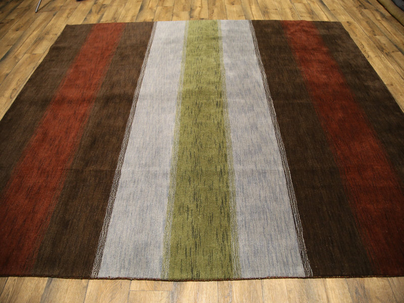 Tapis brun / rouge en laine noué à la main Lavdmir