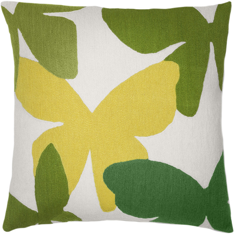 Butterflies Hand-Embroidered Chain Stitch Pillow