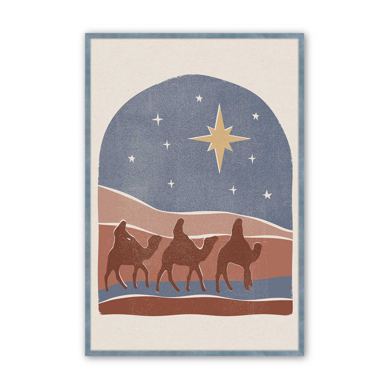 Étoile de Bethléem, crèche de Noël II, reproduction, Cadre électrique simple ciel électrique, H 25 po x l 19 po x P 1,375 po