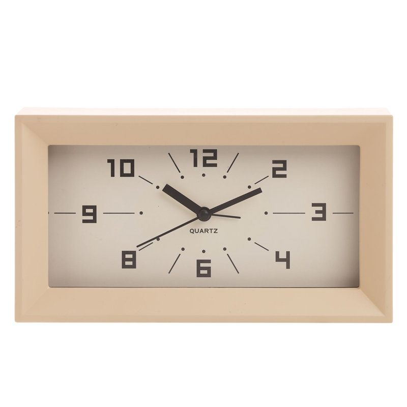 Analog Quartz Movement / Crystal Alarm Tabletop Clock, Cream