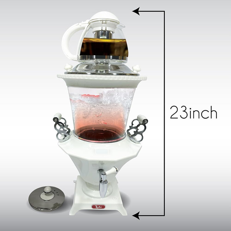 White Electric Glass Samovar with LED Temperature Display