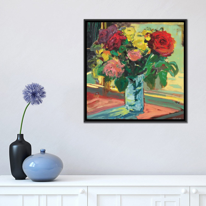 «Window Sill II», reproduction sur toile, H 18 po x l 18 po x P 1,5 po, Toile encadrée noire, Pas de tapis