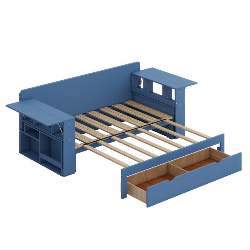 Lit de jour avec bureau amovible, Bleu