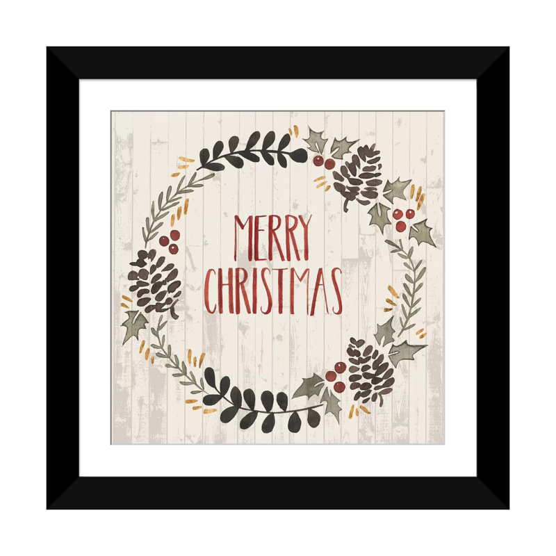 « christmas ii », reproduction d’art textuel sur toile, H 16 po x l 16 po x P 1 po, Papier d'art encadré noir, Blanc
