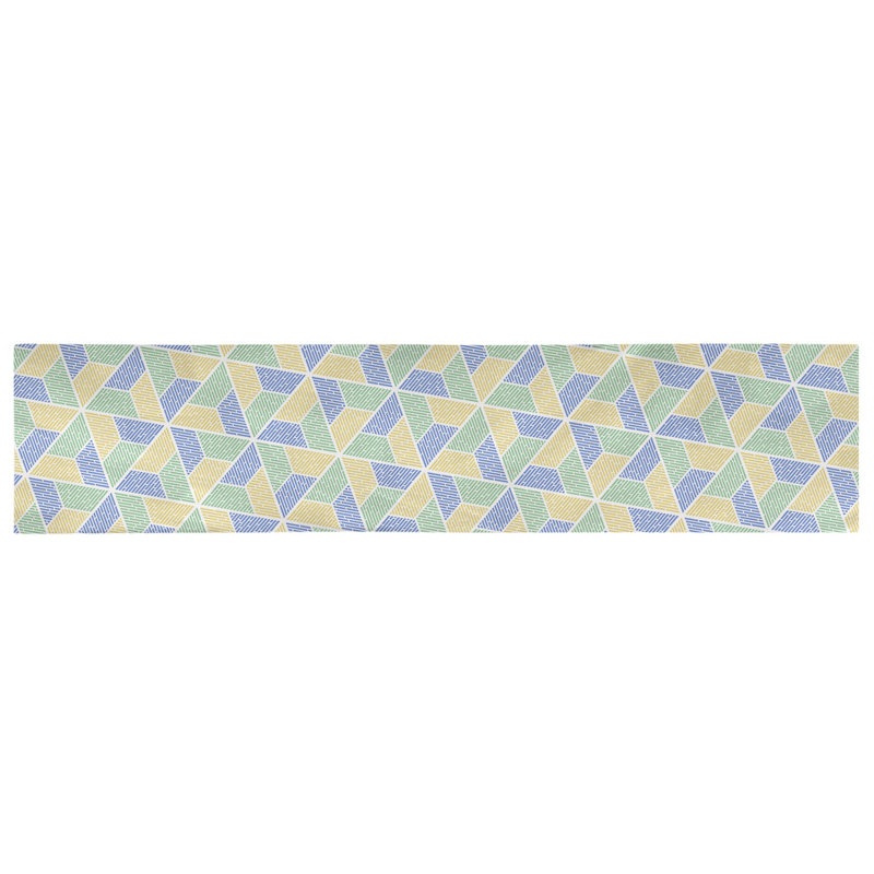 Chemin de table Avicia, 72 po x 16 po, Polyester, Vert / Jaune/bleu