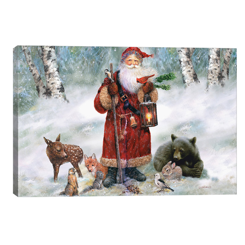 Woodland Santa - Painting on Canvas, 101.6 cm H x 66.04 cm W x 1.91 cm D, Wrapped Canvas