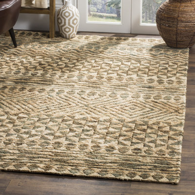 Geometric Handwoven Jute Slate Area Rug
