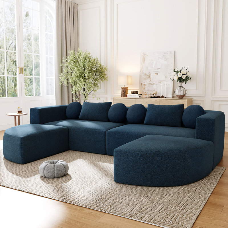 Canapé modulaire Boneless Couch, Bouclé bleu
