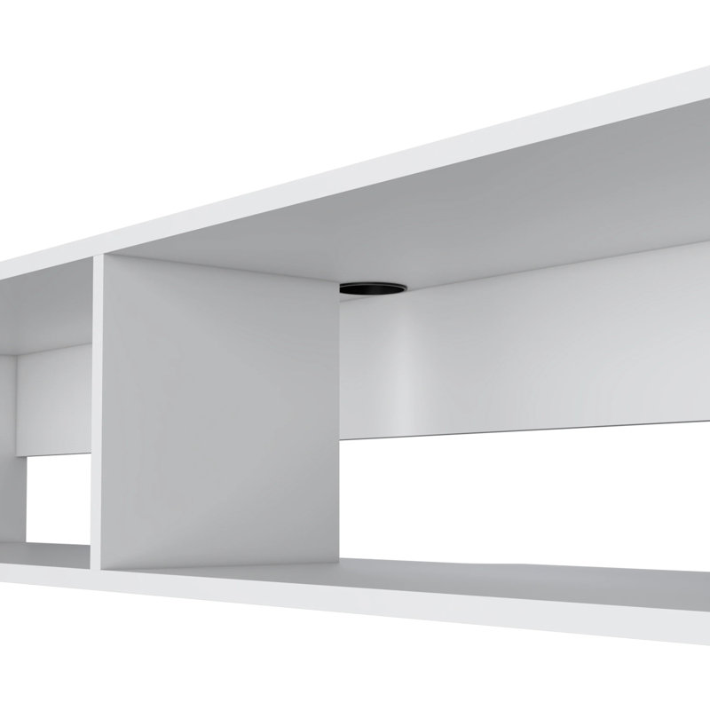White 2-Shelf Central Floating Media Rack  On-Site, White