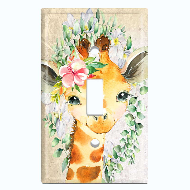 Plaque murale mignonne avec girafe et girafe orange
