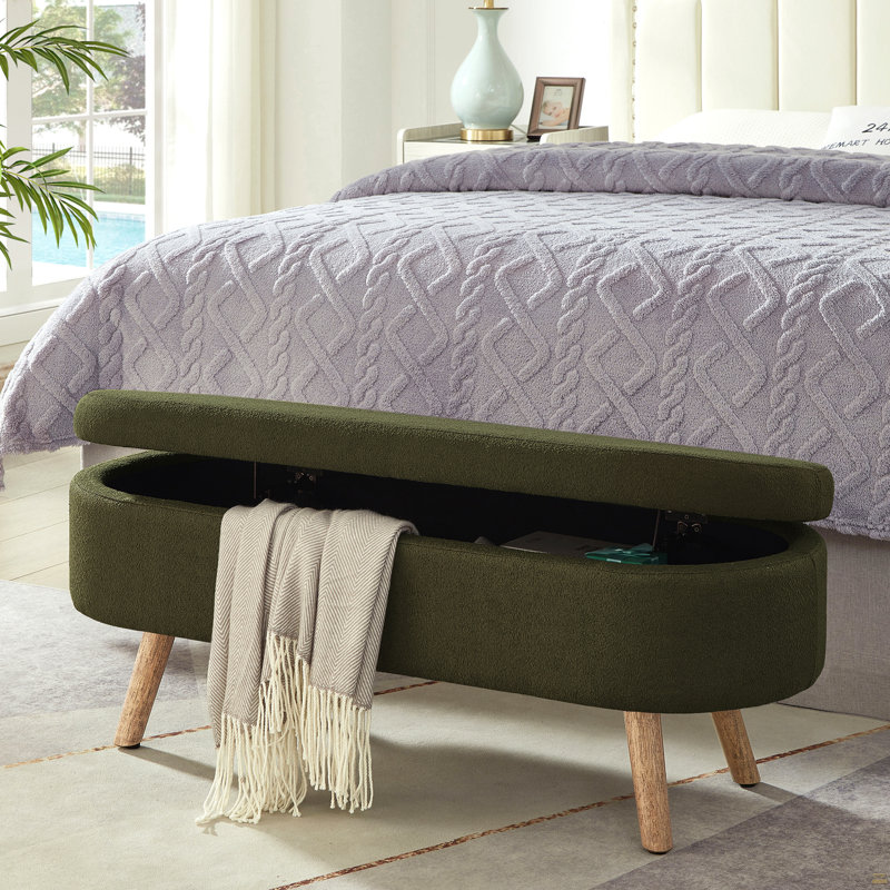 Banc de rangement avec repose-pieds ovale Luxury, Dark Green