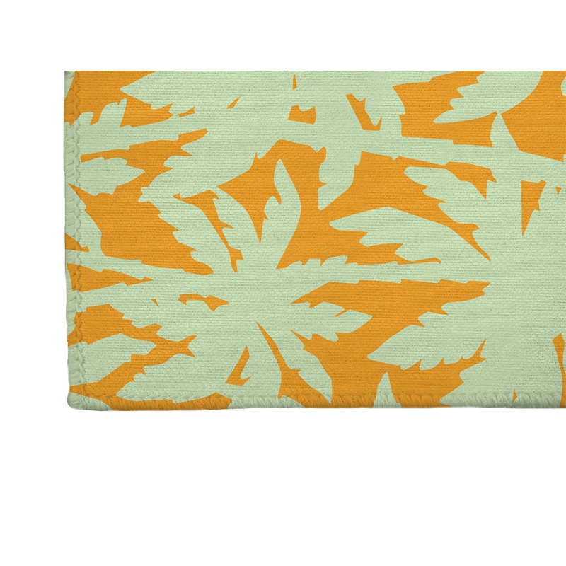 Tapis de lessive léger antidérapant California Dreaming, 25 "L x 4 "H, Orange Floral