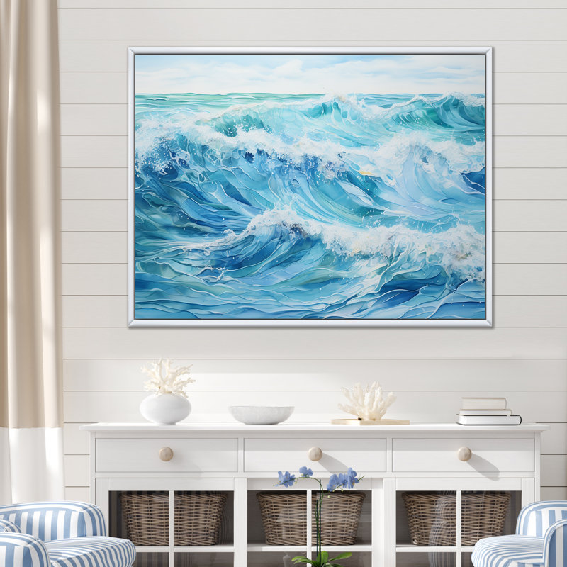 Ocean Charm IV, impression sur toile, Cadre flottant blanc, H 16 po x l 32 po x P 1 po