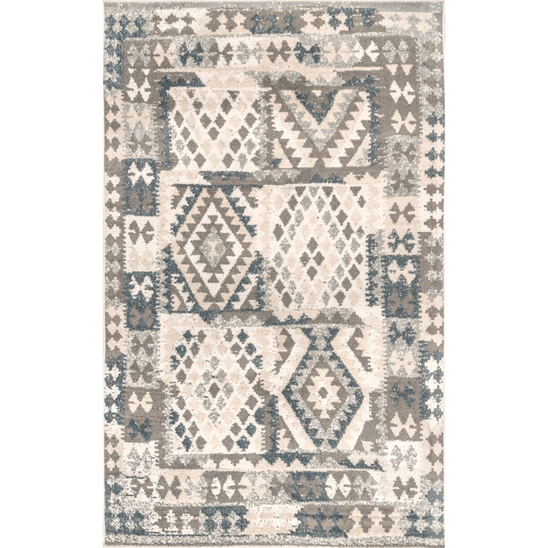 Tapis beige à motif géométrique Screven, Rectangle 5 pi x 8 pi