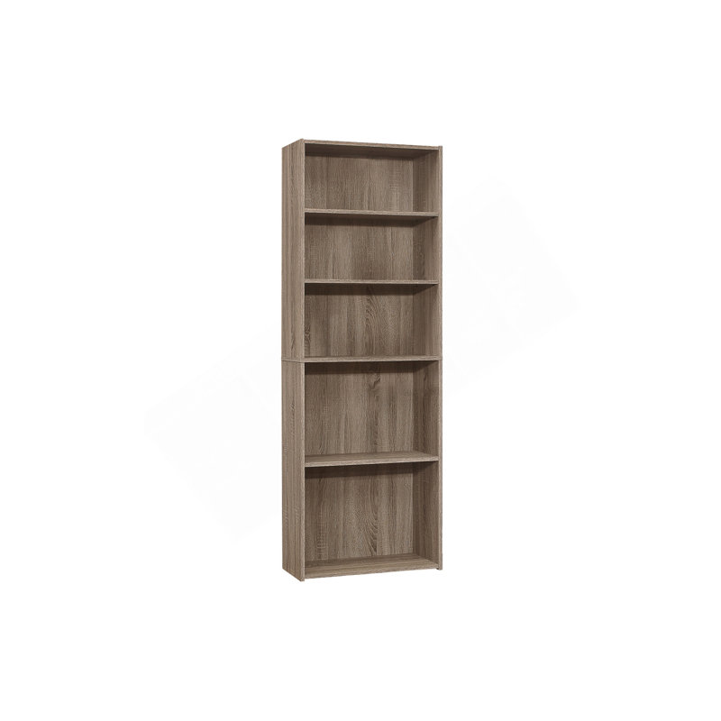 Bookshelf, Bookcase, 6 Tier, 72"H, Office, Bedroom, Brown Laminate, Transitional, Taupe