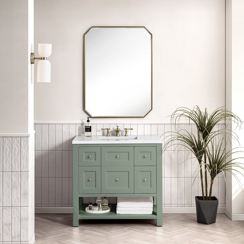 Breckenridge 36'' W Single Vanity, White Zeus, Smokey Celadon, 8" Widespread