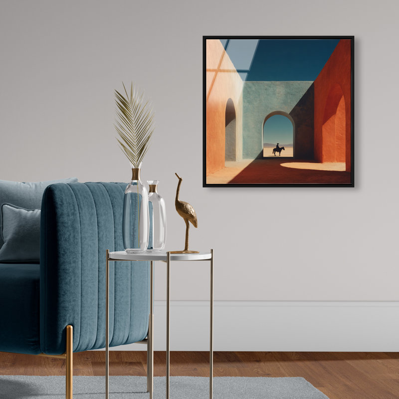 Cobalt Frontier Print by Oliver Gal, 21"H x 21"W, Black Floater Frame