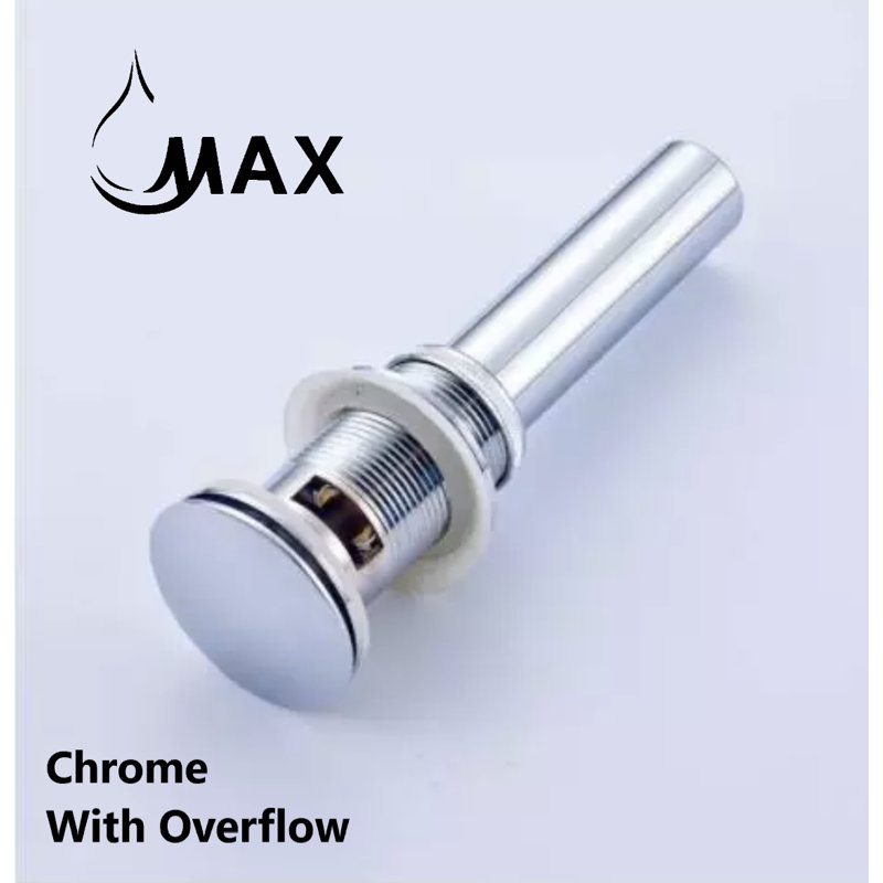 Drain de salle de bain avec trop-plein, Chrome