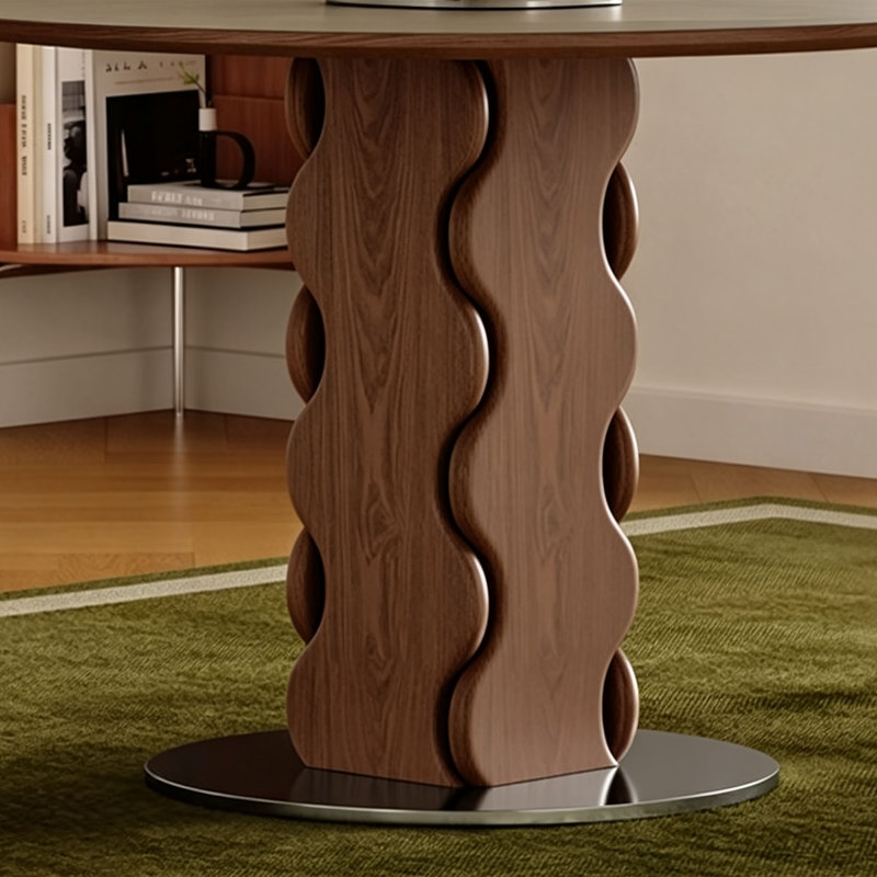 Table en dalle de noyer de style milieu du siècle, 29.5" H x 47.2" W x 47.2" D, 7
