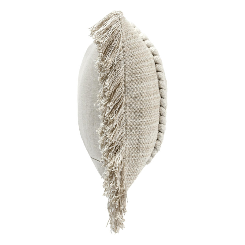 Lucera 22" Woven Fabric Throw Pillow in Beige, 14"H x 26"W, Rectangular