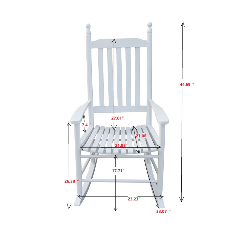 Chaise berçante en bois, sans tapis, Blanc