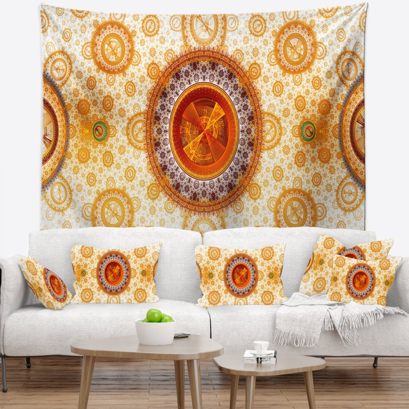 Tapisserie psychédélique relaxing abstract jaune relaxing, H 78 po x l 92 po