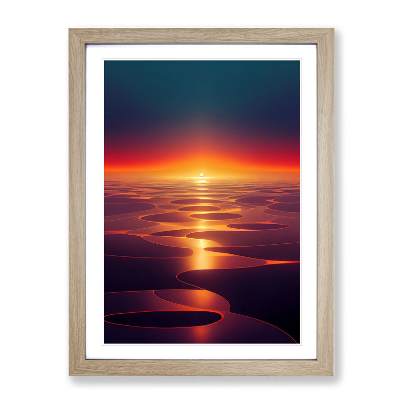 Fancy Sunset - Framed Print, 64cm H x 46cm W x 2cm D, Oak