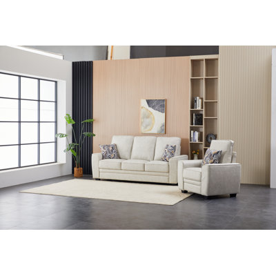 Contemporary Two-Piece Faux Leather Sofa Set, Upholstered Sofa and Chair for Living Room