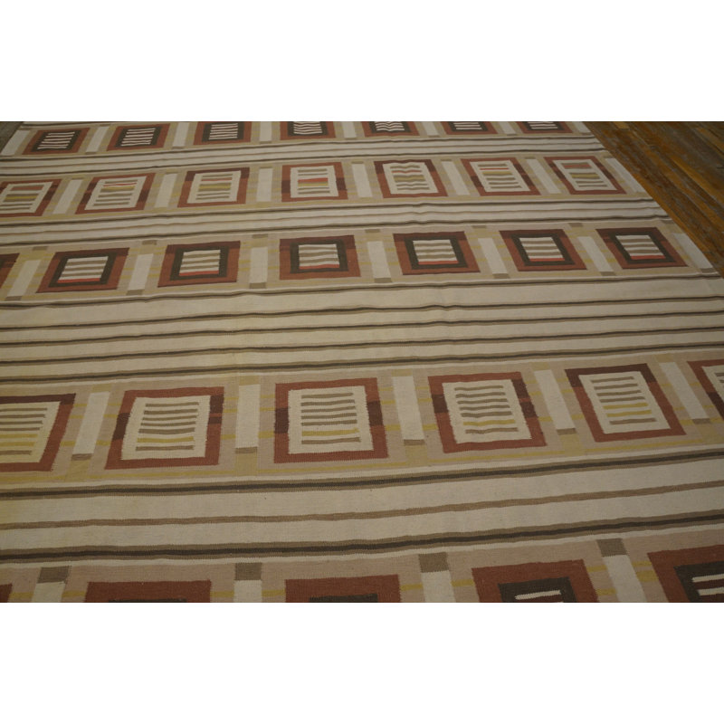 Tapis rétro rétro tissé à plat de style Mid-Century