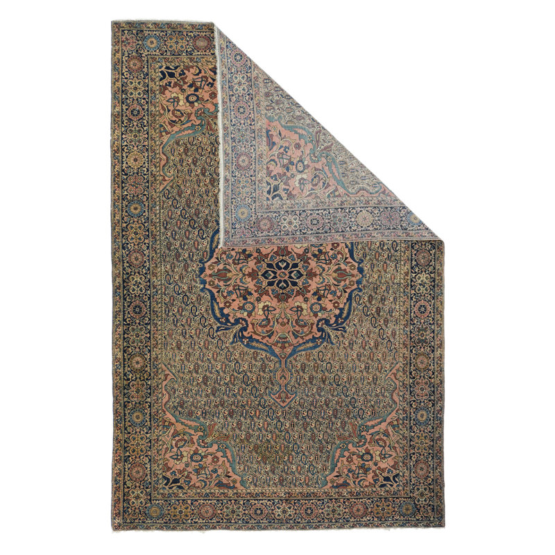 Tapis gris en laine noué à la main de conception unique 9 pi x 12 pi
