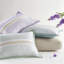 Ensemble de literie 5 pièces en seersucker double / grand avec coussins décoratifs - style floral, broderie sur les coussins, aspect couette et coussin, trois motifs, lavable à la machine