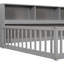 Lit double au sol avec garde-corps et tablettes latérales - Confortable, élégant, gris, avec rangement de qualité-738975049-738975092