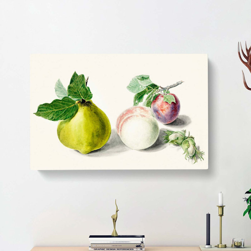 Pear And Plum by E.G. Van De Kasteele - Wrapped Canvas Painting, 60cm H x 91cm W x 3cm D