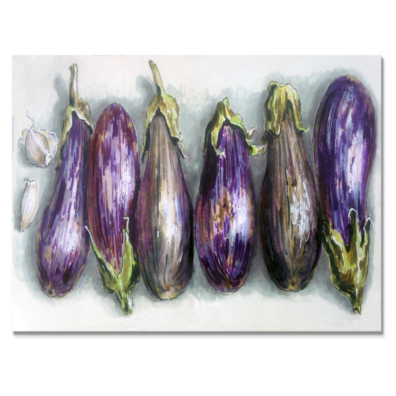 " Eggplants Kitchen ", 24'' H x 36'' W x 1'' D, Wrapped Canvas