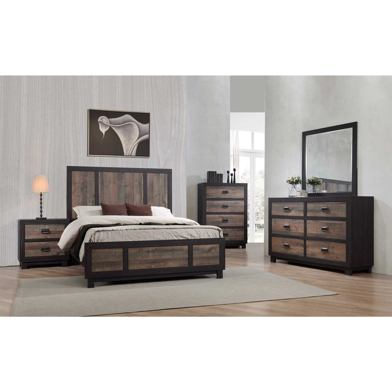 Ensemble de chambre à coucher à panneau double 5 pièces Pickison House Furnishings Harrison, Full