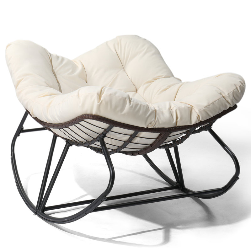 Chaise berçante surdimensionnée en rotin brun Papasan