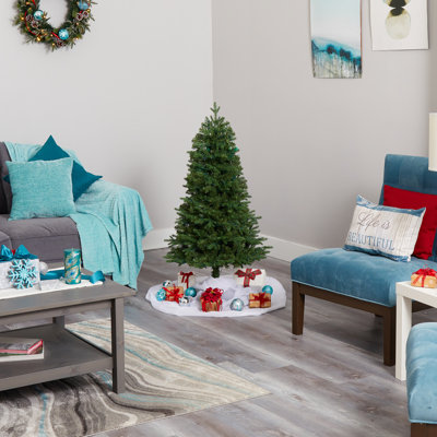 Sapin de Noël vert plume artificielle réaliste avec lumières DEL fixes / constantes