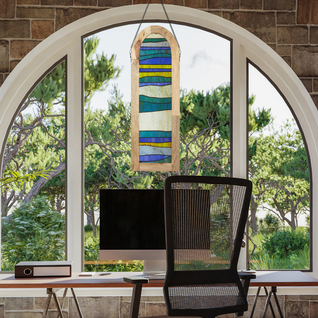 36"H Oversized Geometric Stained Glass Window Panel Foundry Select 