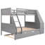 Lit superposé simple au-dessus d'un lit double avec bureau, lit gigogne, 3 tiroirs - valeur grise en lit double, lit gigogne et rangement dynamique-2026092771