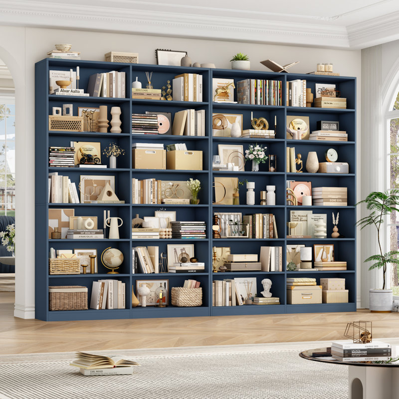 Bibliothèque standard à 6 niveaux H 74,3 "x l 47,2" Geng, Chêne gris, (6 tablettes) H 74,3 po x l 47,2 po x P 11,8 po