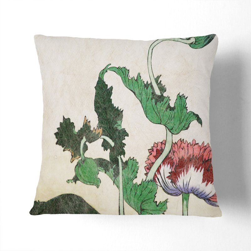 Peony Flower by Shibata Zeshin Cushion with Filling, White, 40cm H x 40cm W x 15cm D