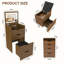 Bureau de coiffeuse 3 en 1 avec miroir éclairé et tabouret, coiffeuse à plateau rabattable, rangement compact pour la chambre à coucher, la salle de bain et le vestiaire (L 18,9 po)