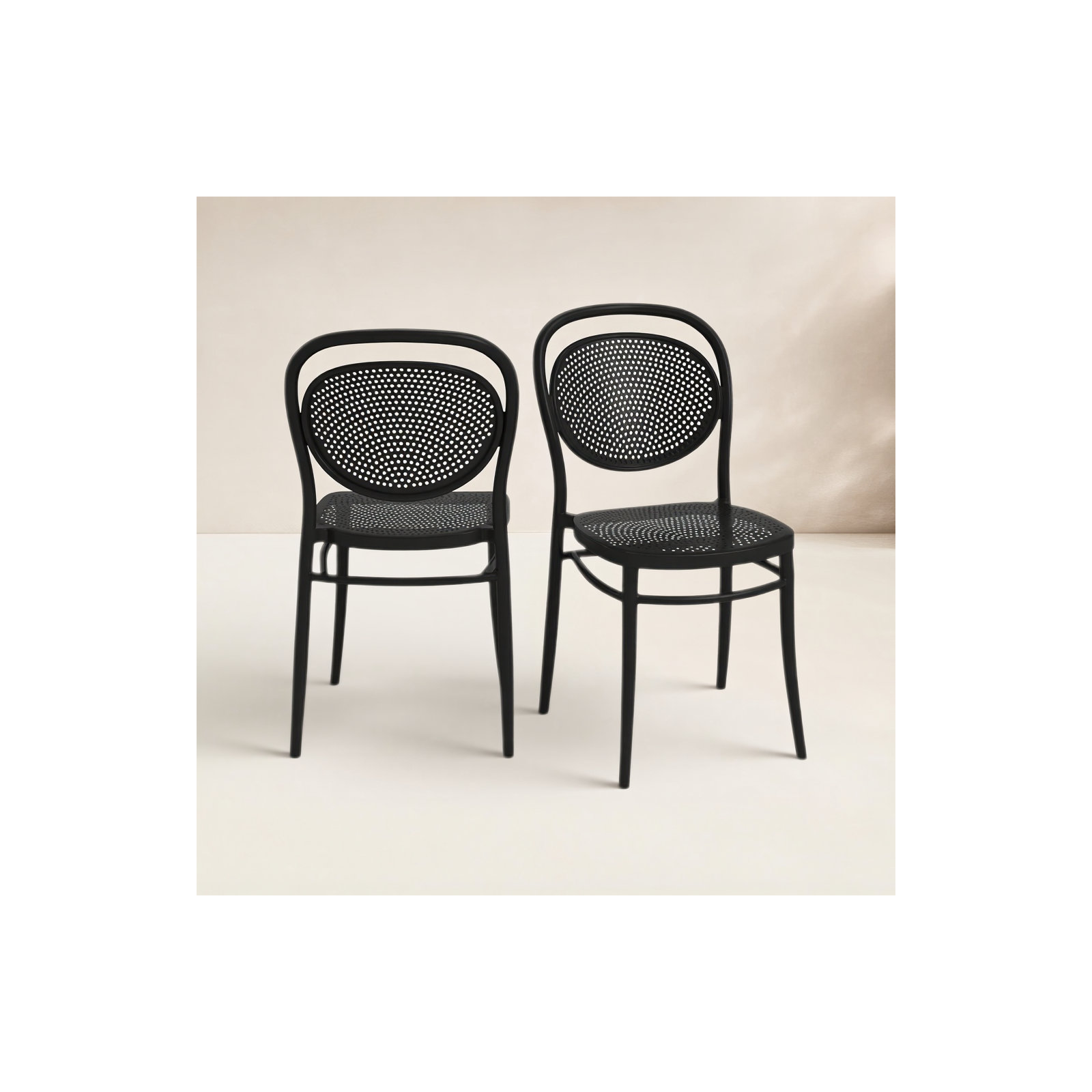 Farrah Stacking Patio Dining Side Chair, Black