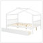 Lit double en bois avec tiroirs, blanc-129747070